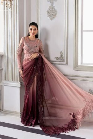 Unstitched Embroidered Chiffon Saree