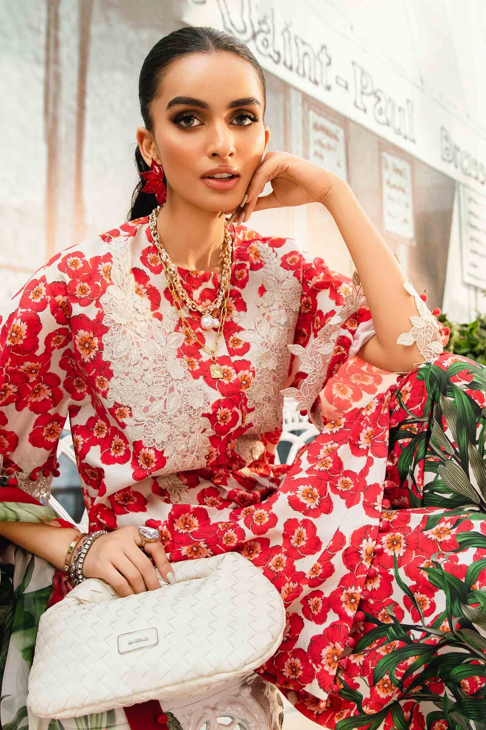 3 Piece Unstitched Embroidered Lawn Suit | MPT-2606-B - Image 4