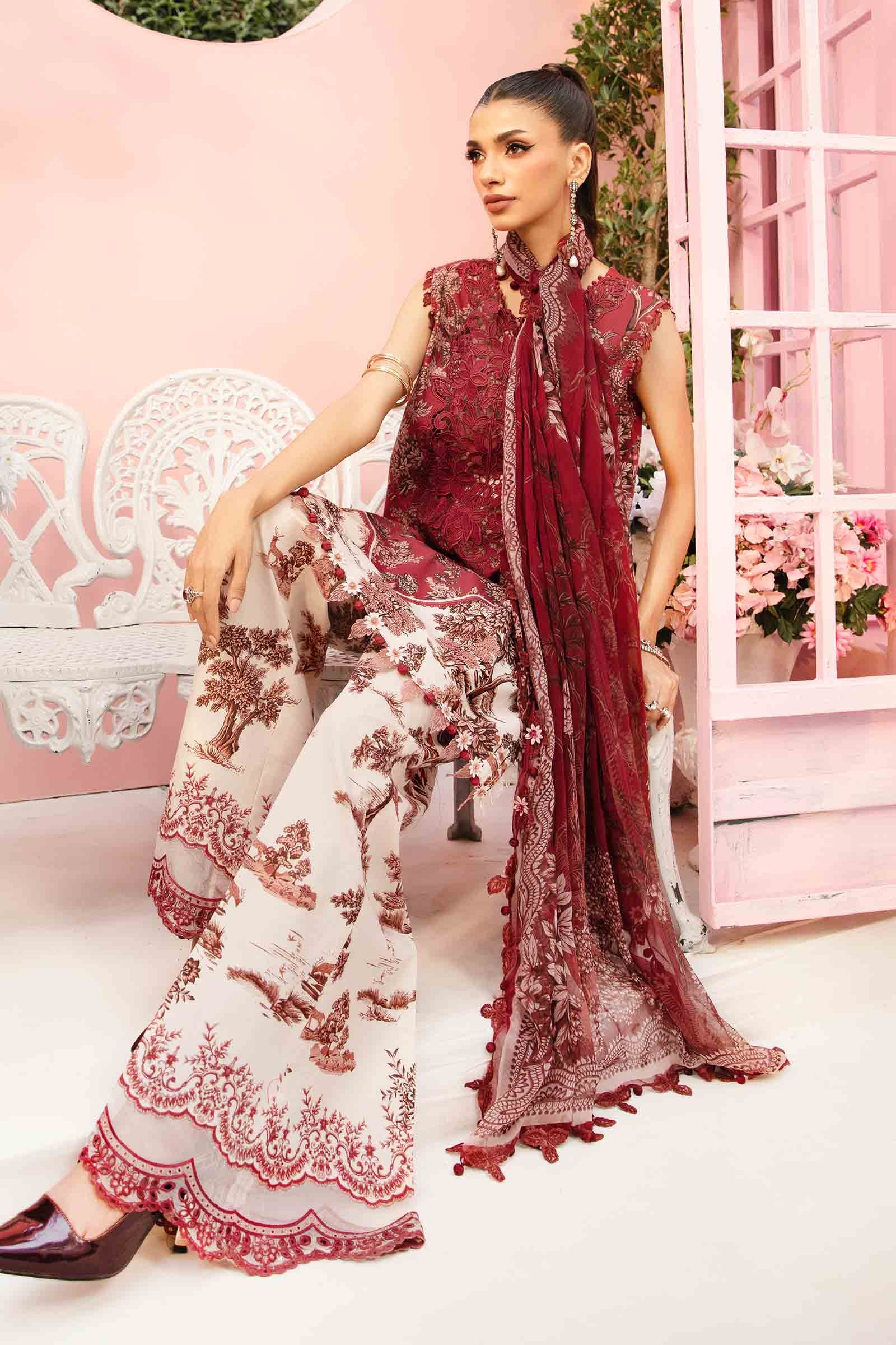 3 Piece Unstitched Embroidered Lawn Suit | MPT-2608-A - Image 3
