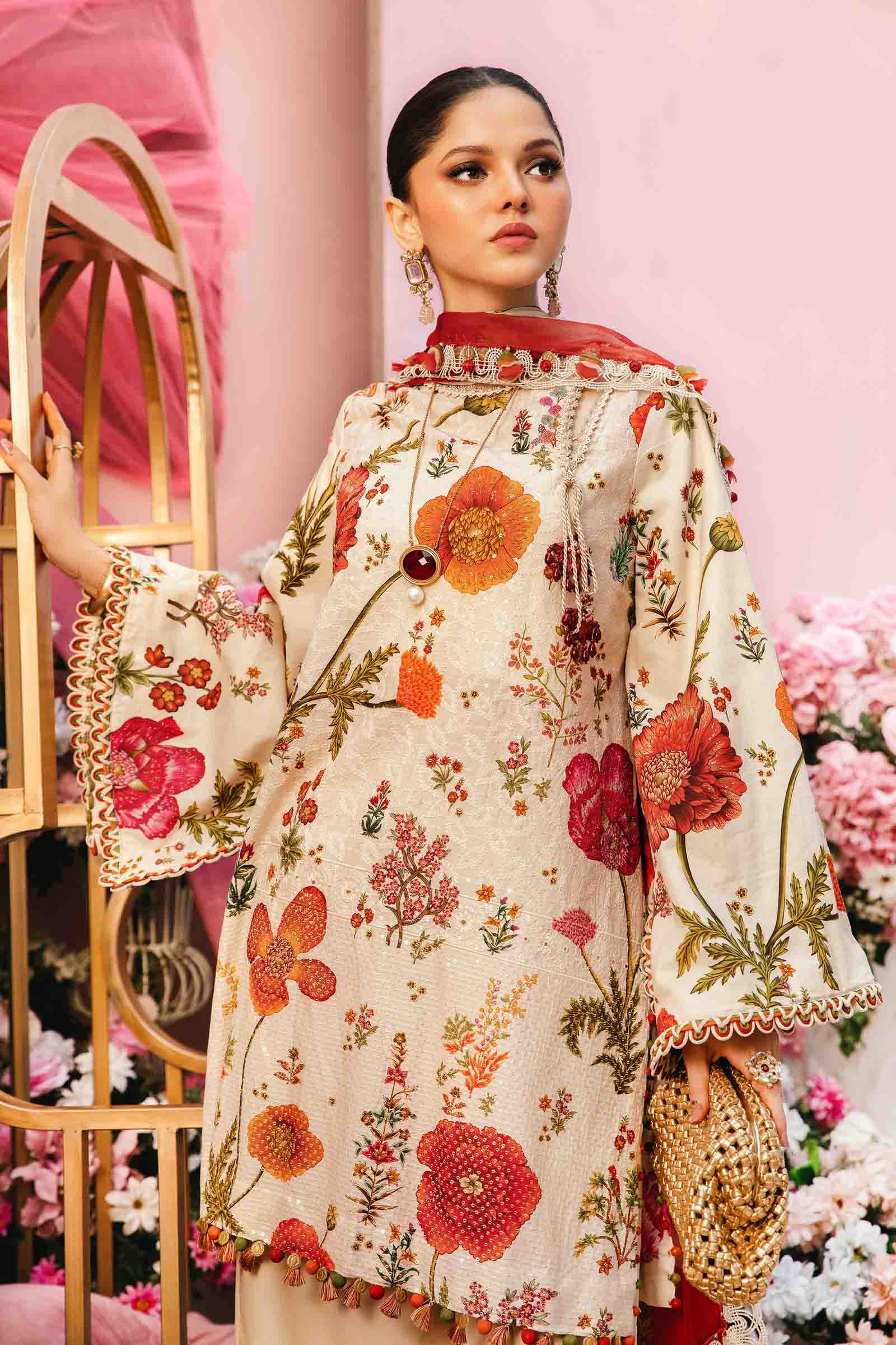 3 Piece Unstitched Embroidered Lawn Suit | MPT-2607-A - Image 6