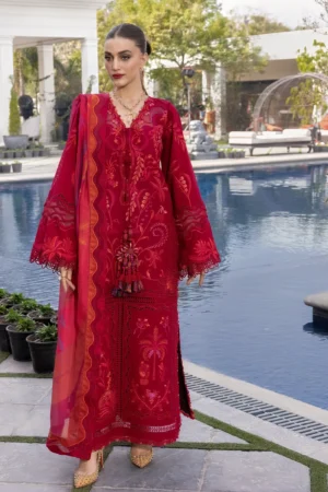 Flow By Crimson | 3-Piece Digital Embroidered Suit | (Unstitched) BEAUTY IN BLOOM - D3A