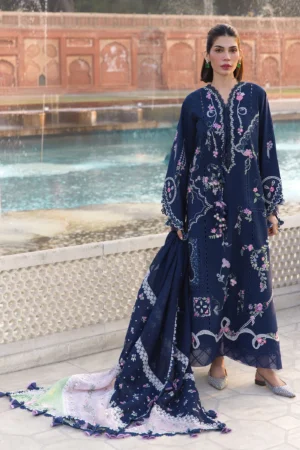 Flow By Crimson | 3-Piece Digital Embroidered Suit | (Unstitched) MANIFESTED MEADOWS - D7B