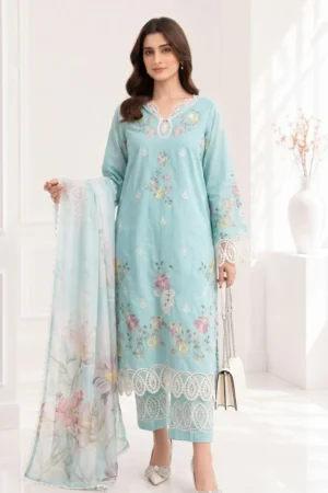 Blue Bells | 3 – Piece Embroidered Lawn | (Stitched)