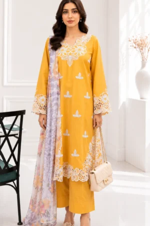 Sunflower | 3 – Piece Embroidered Lawn | (Stitched)