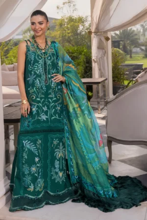 Flow By Crimson | 3-Piece Digital Embroidered Suit | (Unstitched) BEAUTY IN BLOOM - D3B